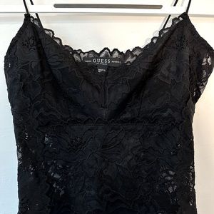 Black GUESS lace sheer bodysuit tank